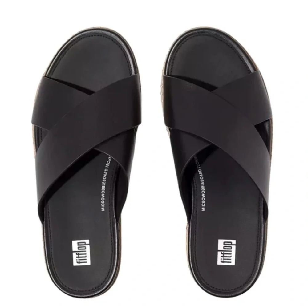 Fitflop Black Crossover Slide Sandals